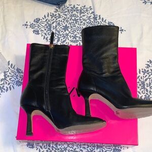 Zara Black Mid-Calf Stiletto Boots